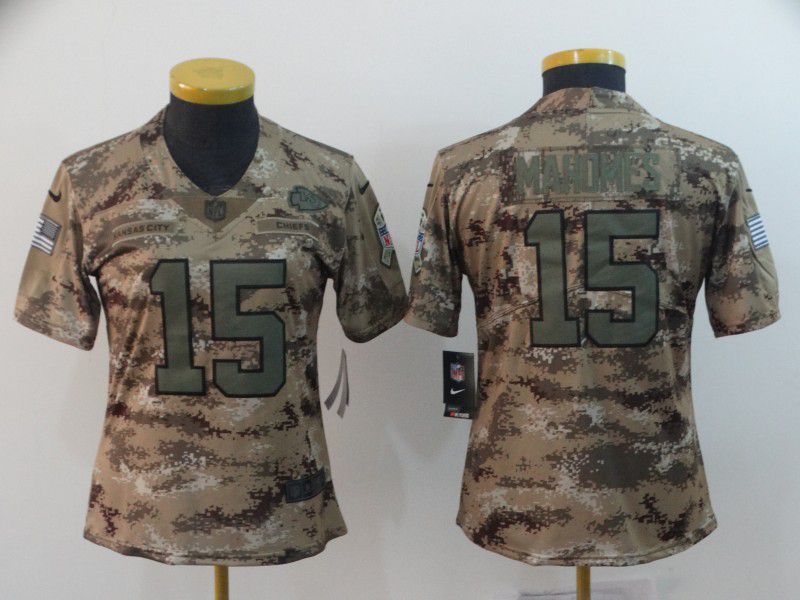 Women Kansas City Chiefs #15 Mahomes Nike Camo Salute to Service Retired Player Limited NFL Jersey